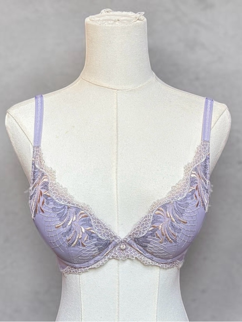 Delicate Lace Underwire Bra in Lavender - Women Intimates